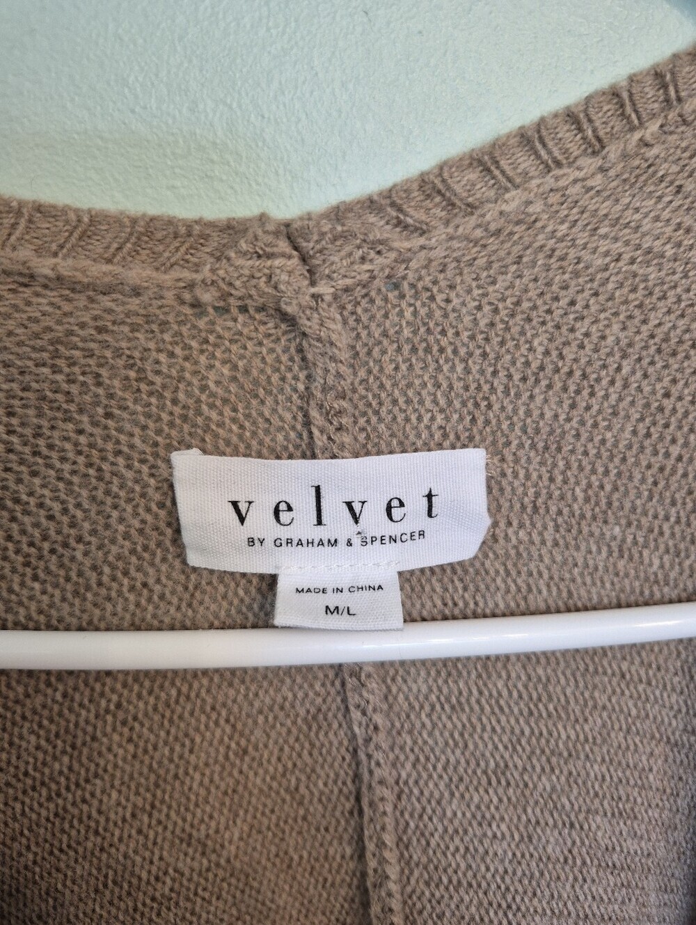 Velvet Graham & Spencer Anthropologie Taupe Open Front Poncho Cardigan Size M/L - Picture 5 of 7